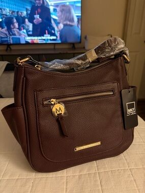 MKF Mia K. Collection Tan Shoulder Bag with Gold Hardware